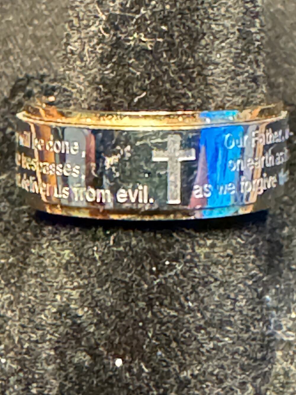 Gold & Silver Tone Lords Prayer Ring Size 7 Prayer Articulates